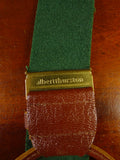 25/0859 albert thurston green boxcloth braces w/ brown leather ends multifit