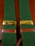 25/0859 albert thurston green boxcloth braces w/ brown leather ends multifit