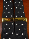 25/0863 albert thurston black / white polka dot woven silk braces w/ tan brown leather ends multifit