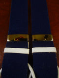 25/0861 albert thurston navy blue boxcloth braces w/ white leather ends multifit