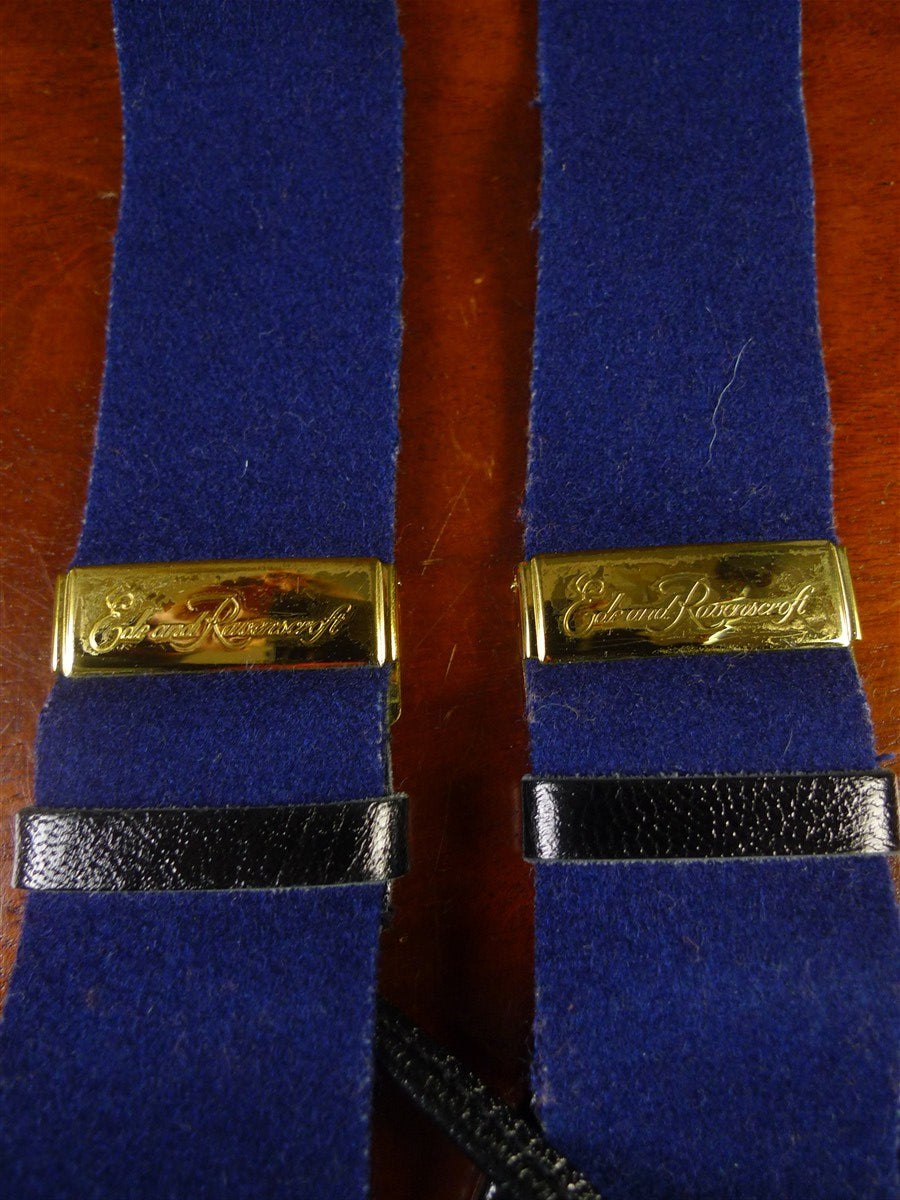 25/0858 ede & ravenscroft navy blue boxcloth braces w/ black leather ends multifit