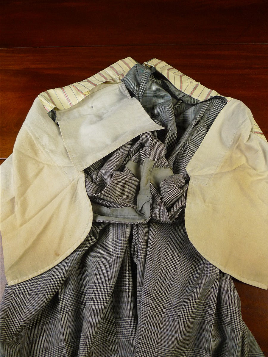 25/0867 denman & goddard 1995 savile row bespoke grey / blue prince of wales check worsted suit w/ 2 pair trs 42 long