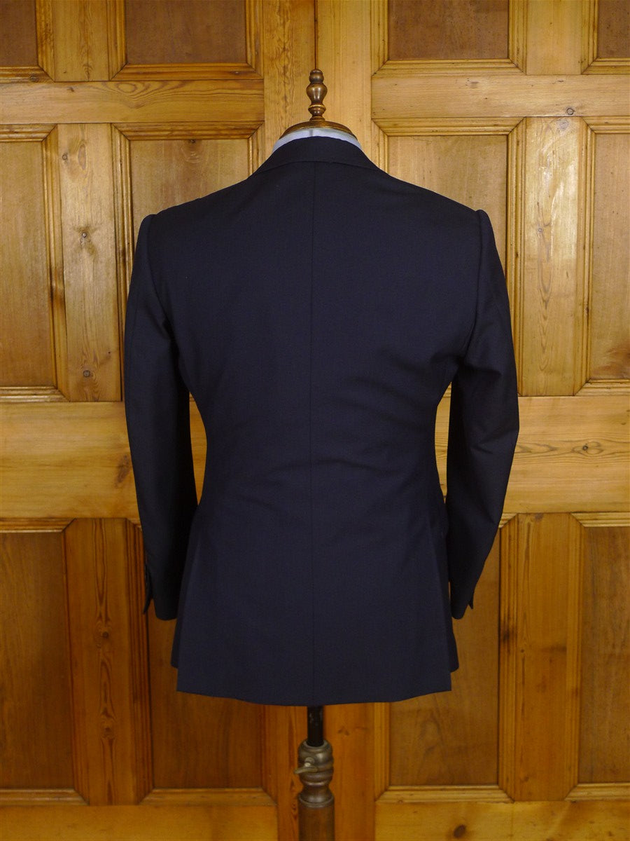 25/0878 stuart lamprell 2021 savile row bespoke navy blue worsted suit w/ 2 pair trs 41 short