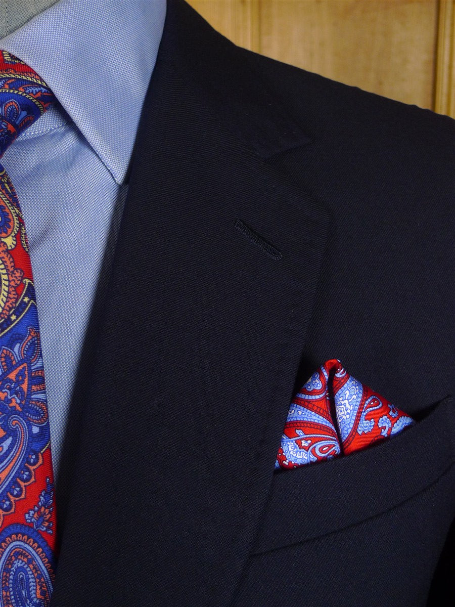 25/0878 stuart lamprell 2021 savile row bespoke navy blue worsted suit w/ 2 pair trs 41 short