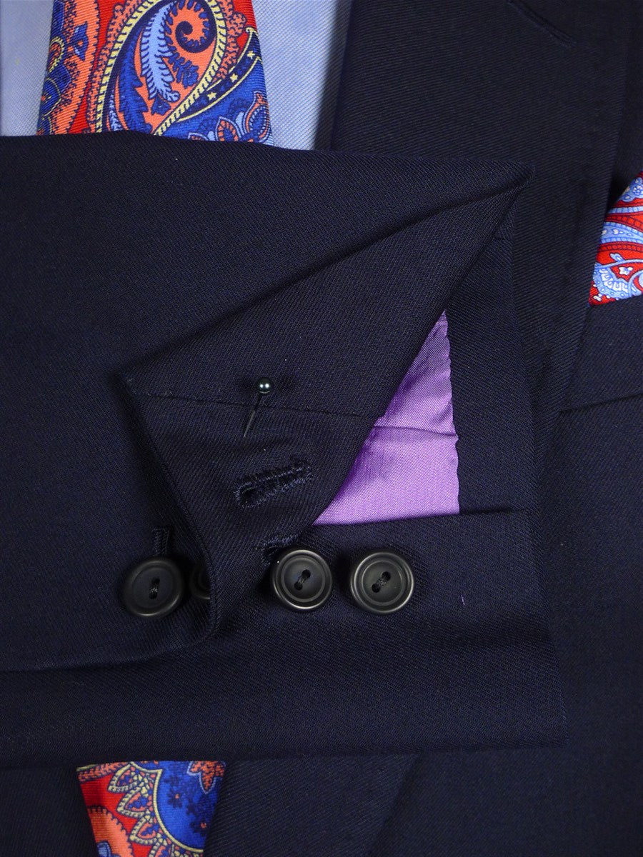 25/0878 stuart lamprell 2021 savile row bespoke navy blue worsted suit w/ 2 pair trs 41 short