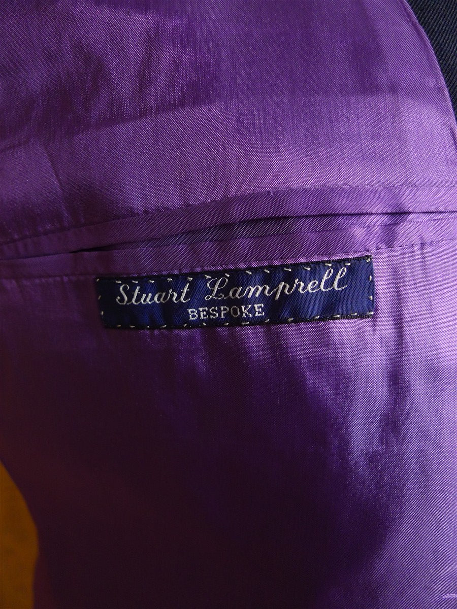 25/0878 stuart lamprell 2021 savile row bespoke navy blue worsted suit w/ 2 pair trs 41 short