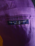 25/0878 stuart lamprell 2021 savile row bespoke navy blue worsted suit w/ 2 pair trs 41 short