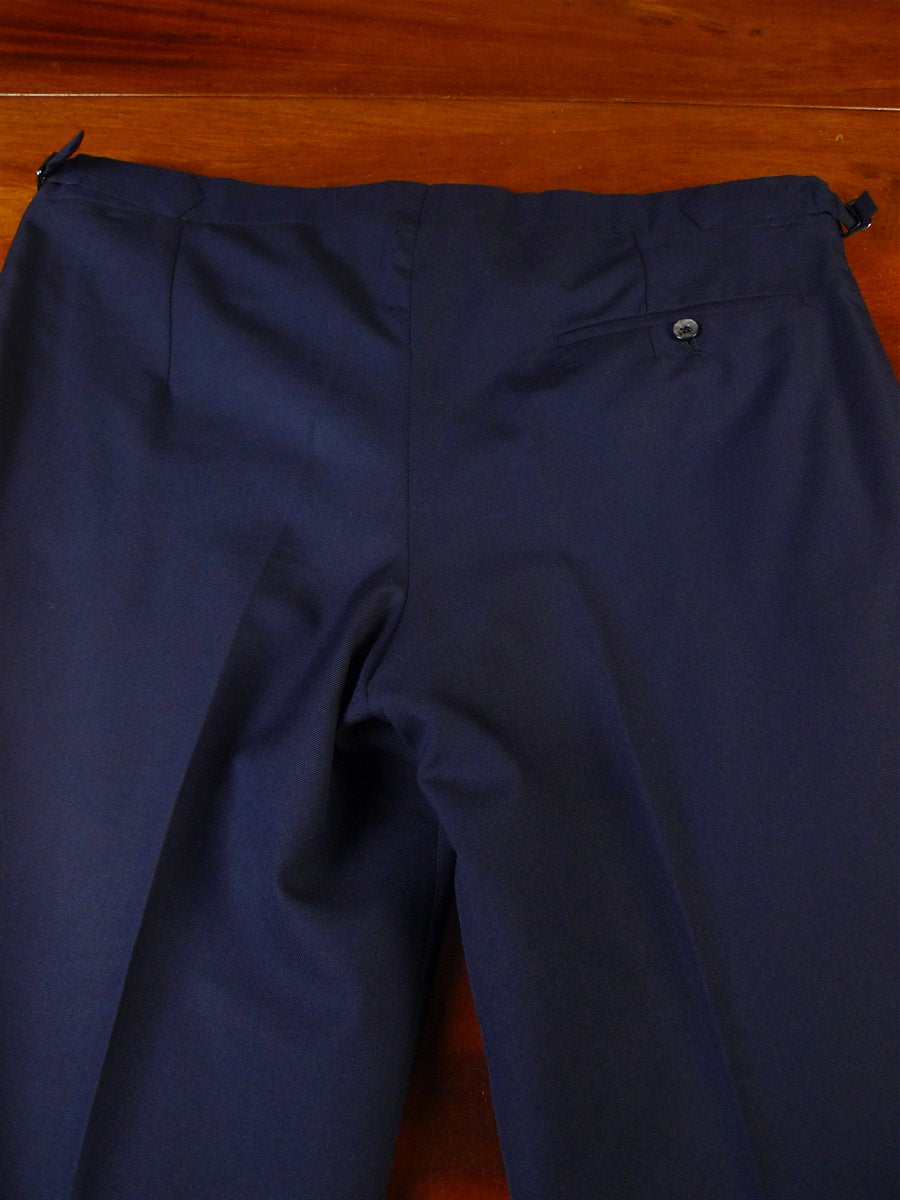 25/0878 stuart lamprell 2021 savile row bespoke navy blue worsted suit w/ 2 pair trs 41 short