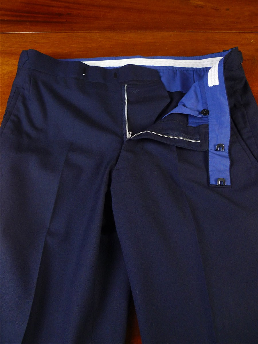 25/0878 stuart lamprell 2021 savile row bespoke navy blue worsted suit w/ 2 pair trs 41 short