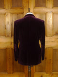 25/0880 beautiful 1956 vintage savile row bespoke burgundy red d/b silk-velvet smoking jacket 41 long