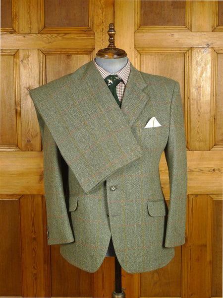 25/0885 excellent bladen green wp check tweed suit 42-43 short