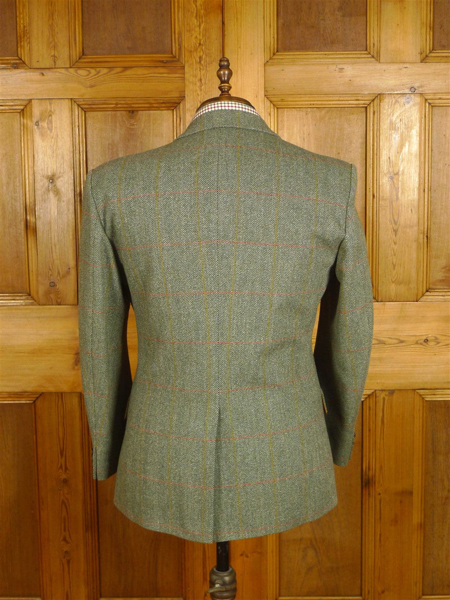 25/0885 excellent bladen green wp check tweed suit 42-43 short
