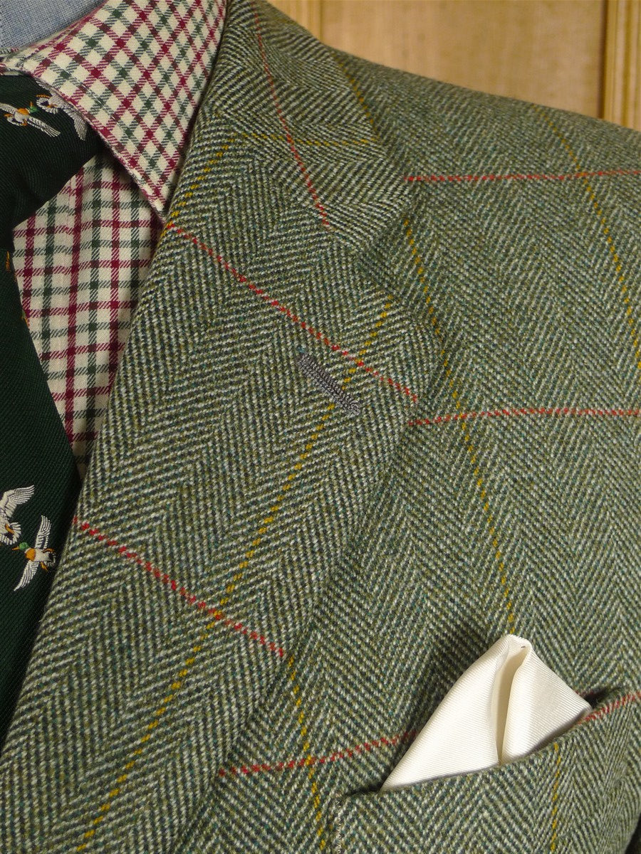 25/0885 excellent bladen green wp check tweed suit 42-43 short