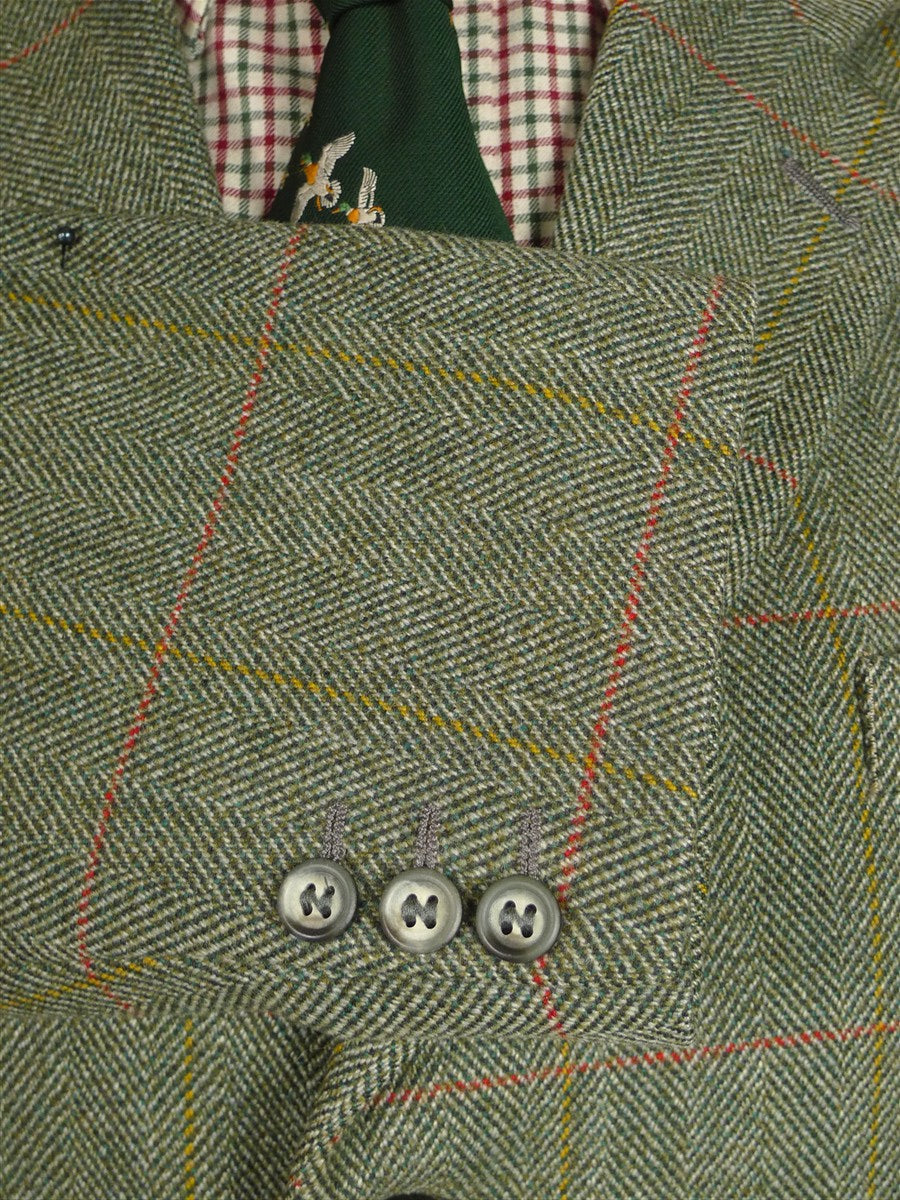 25/0885 excellent bladen green wp check tweed suit 42-43 short