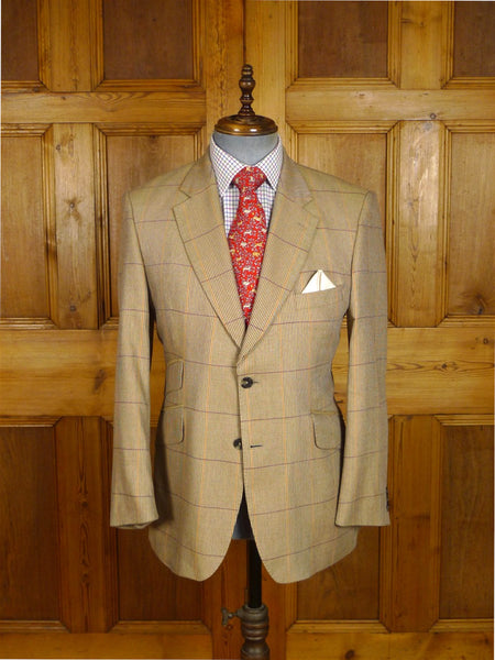 25/0881 crombie wool & 54% silk wp check sports jacket blazer 41-42 short