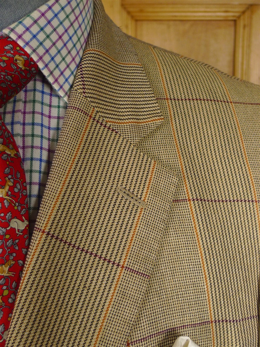 25/0881 crombie wool & 54% silk wp check sports jacket blazer 41-42 short