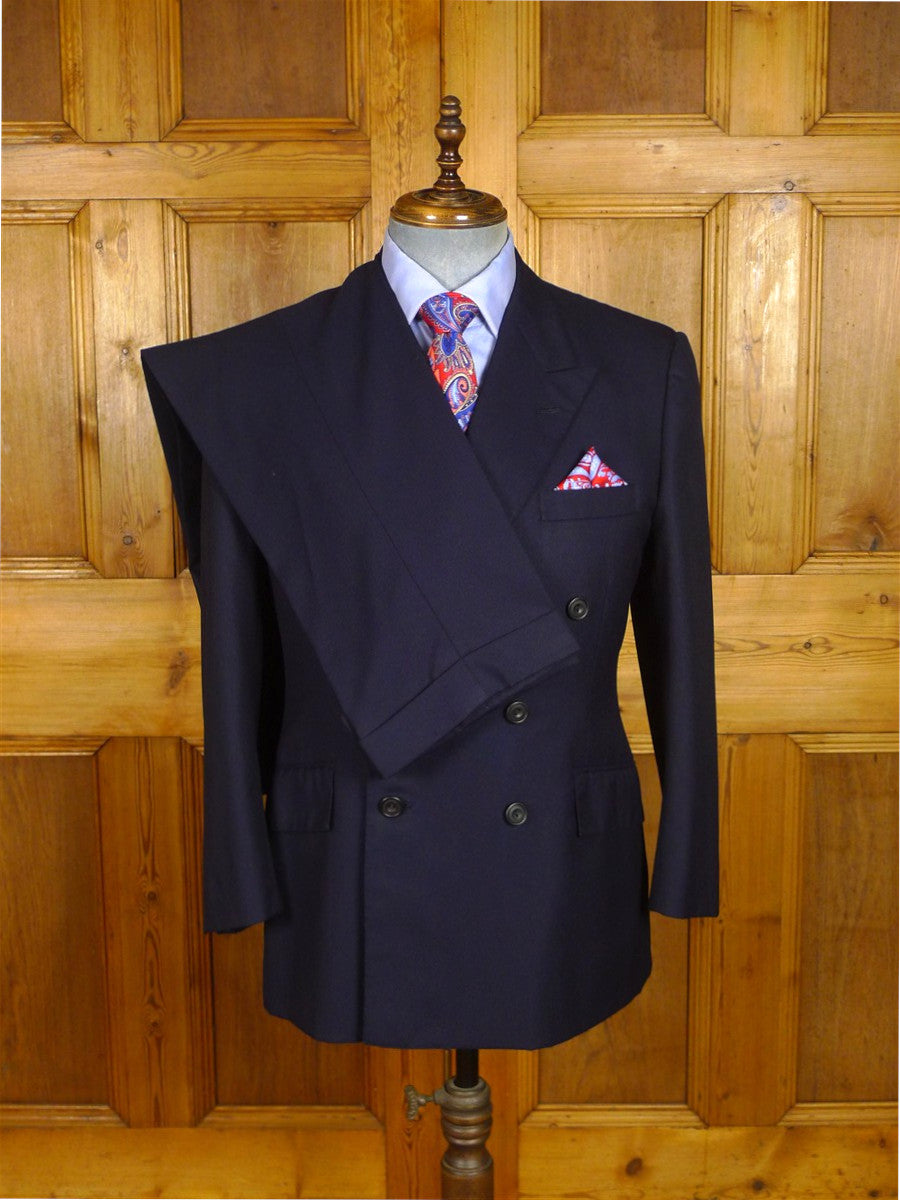 25/0894 welsh & jefferies 2001 savile row bespoke navy blue d/b worsted suit 40 short