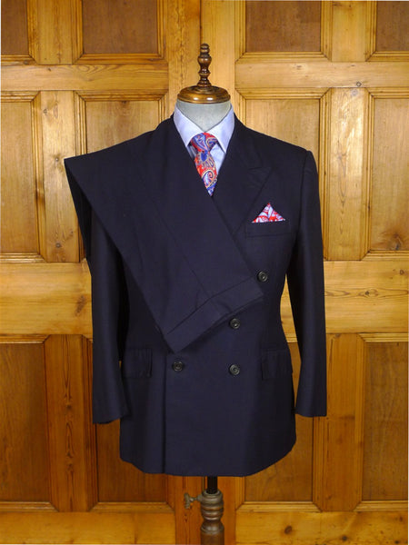 25/0894 welsh & jefferies 2001 savile row bespoke navy blue d/b worsted suit 40 short