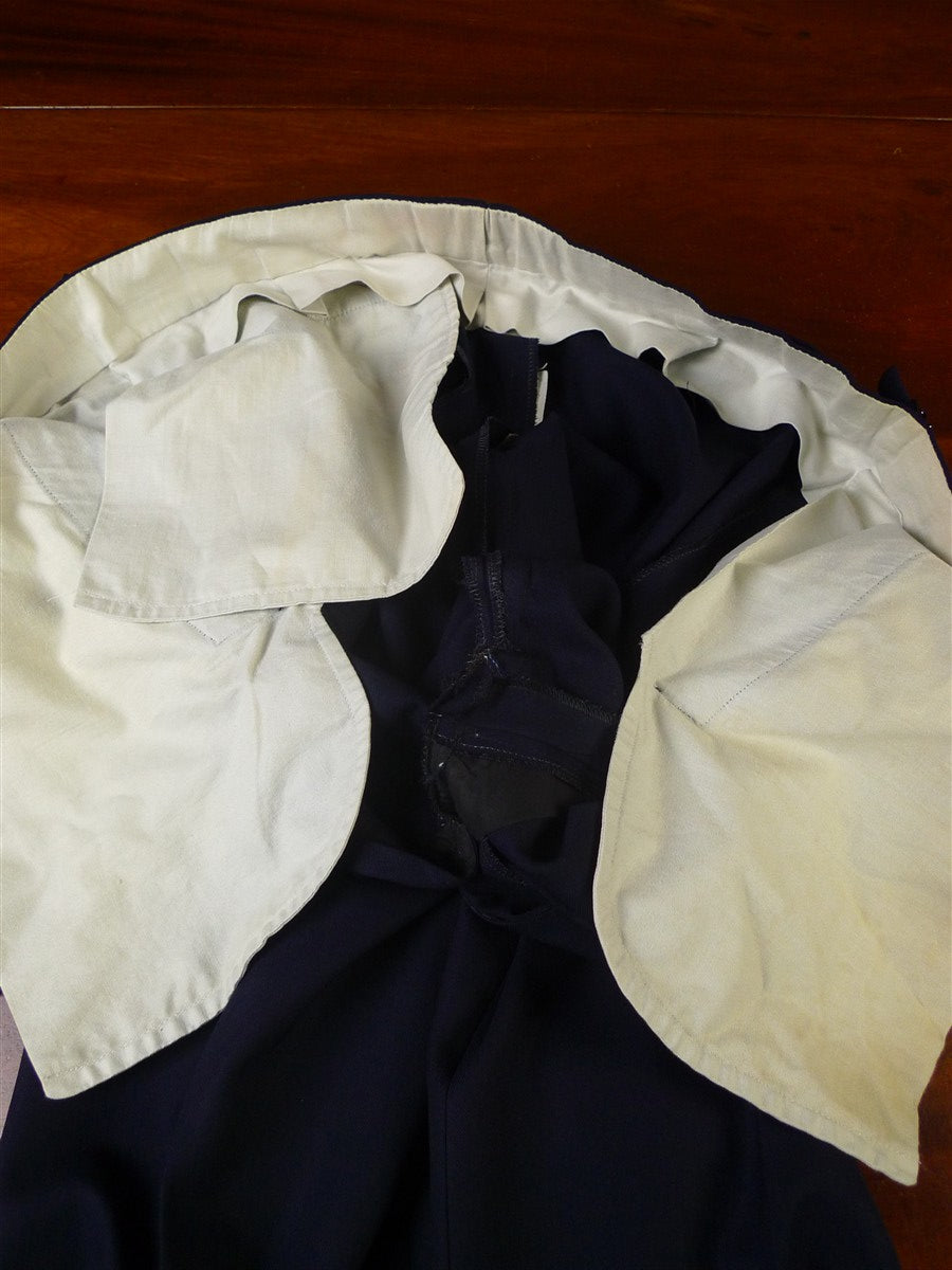 25/0894 welsh & jefferies 2001 savile row bespoke navy blue d/b worsted suit 40 short
