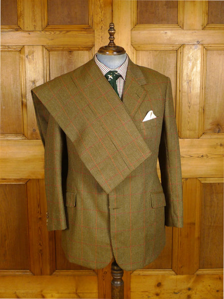 25/0887 immaculate ward & kruger 1993 savile row bespoke brown / red wp check tweed suit 42 regular to long