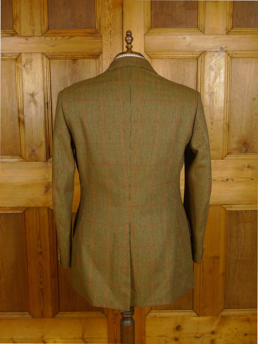 25/0887 immaculate ward & kruger 1993 savile row bespoke brown / red wp check tweed suit 42 regular to long