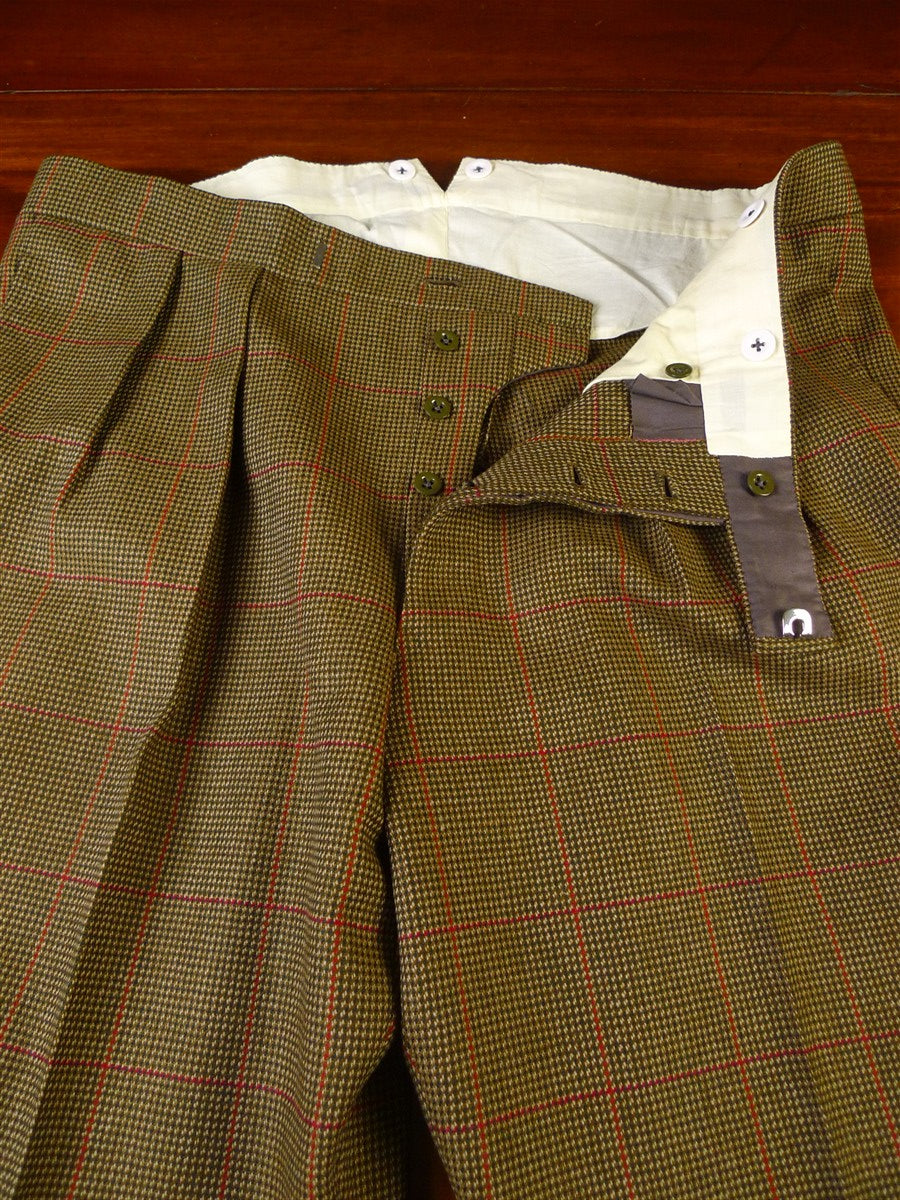 25/0887 immaculate ward & kruger 1993 savile row bespoke brown / red wp check tweed suit 42 regular to long