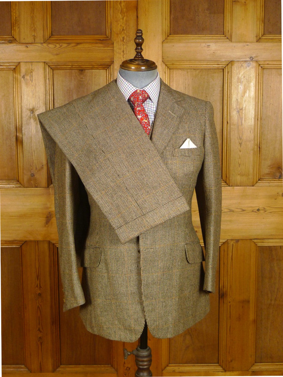 25/0884 immaculate 1978 savile row bespoke brown wp check 3-piece tweed suit 39 regular