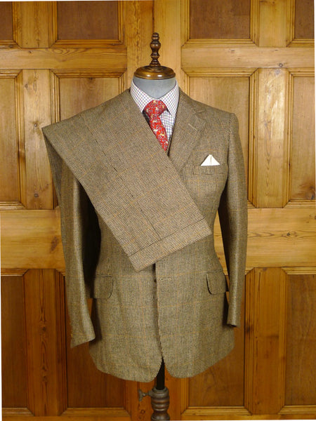 25/0884 immaculate 1978 savile row bespoke brown wp check 3-piece tweed suit 39 regular