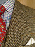 25/0884 immaculate 1978 savile row bespoke brown wp check 3-piece tweed suit 39 regular