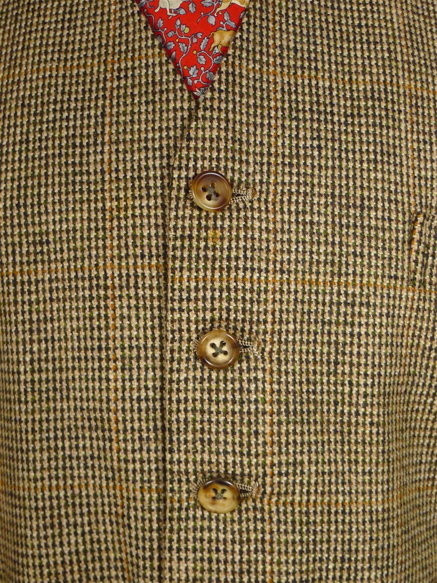 25/0884 immaculate 1978 savile row bespoke brown wp check 3-piece tweed suit 39 regular
