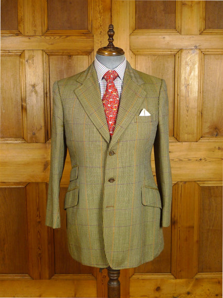 25/0882 vintage vincents savile row bespoke sporting check tweed jacket 40 short to regular