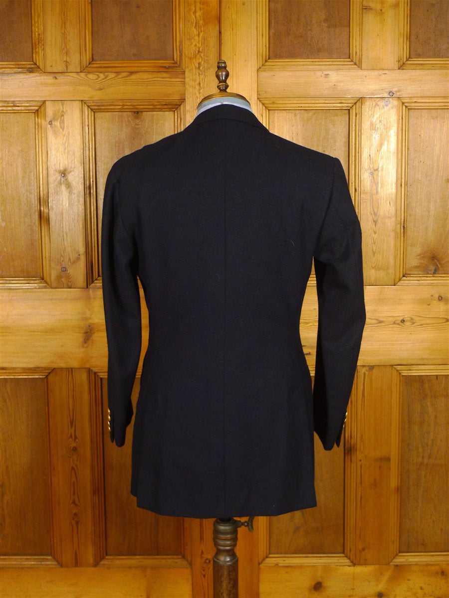25/0893 immaculate 1987 savile row bespoke worsted flannel twill navy blue blazer w/ MCC cricket buttons 40 regular