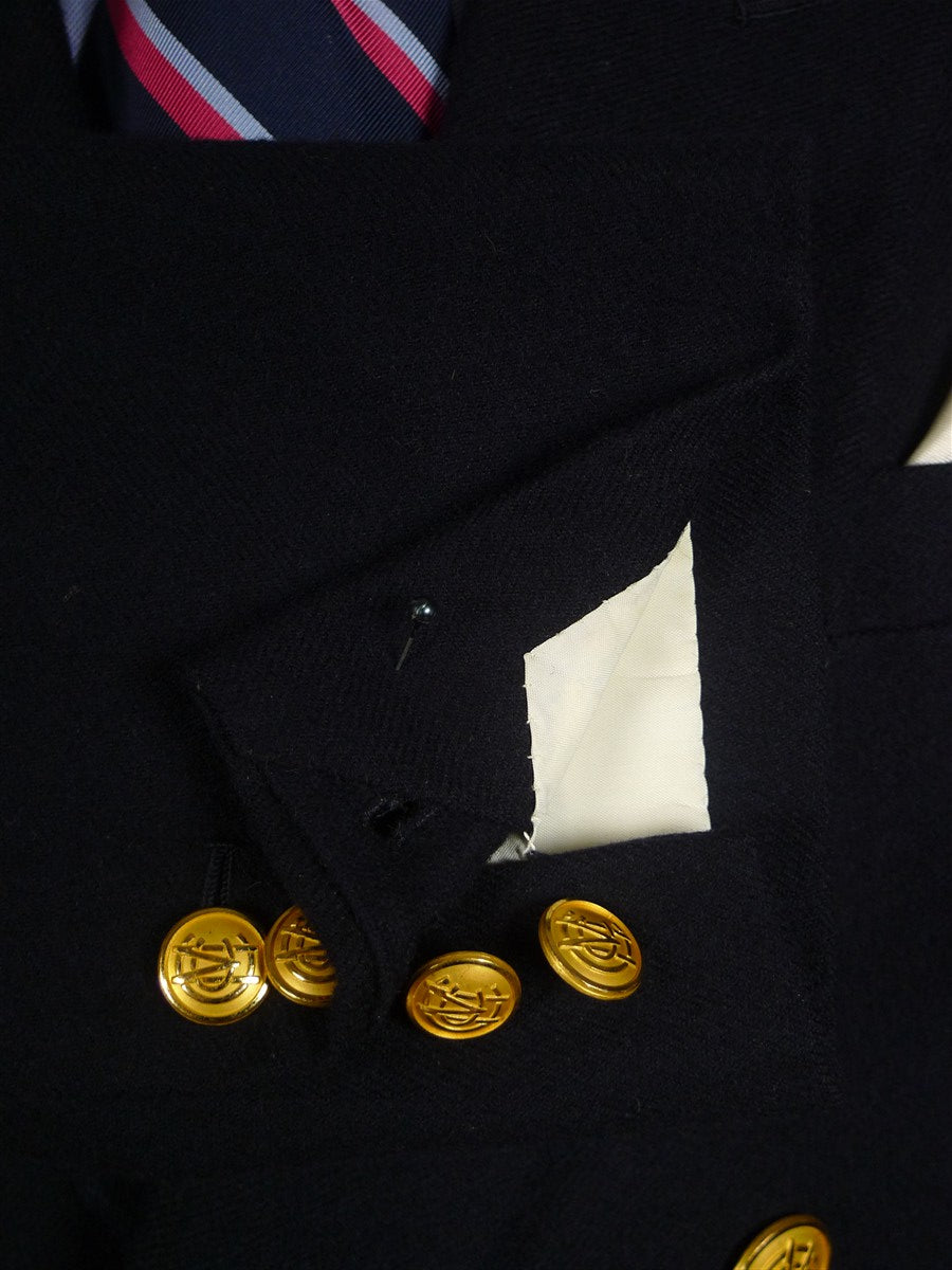 25/0893 immaculate 1987 savile row bespoke worsted flannel twill navy blue blazer w/ MCC cricket buttons 40 regular