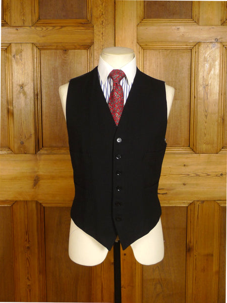 25/0925 vintage 1960 savile row bespoke black worsted morning waistcoat 39 regular