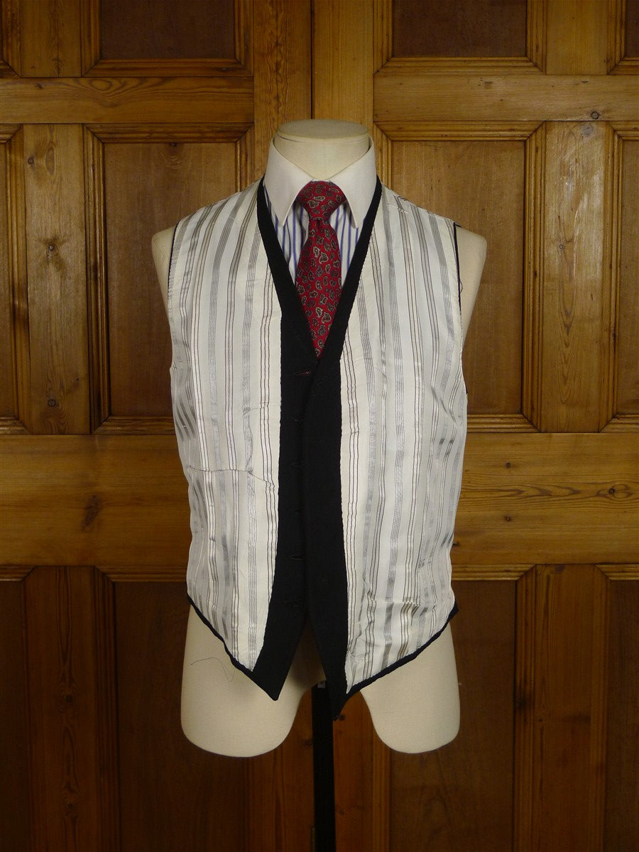 25/0925 vintage 1960 savile row bespoke black worsted morning waistcoat 39 regular