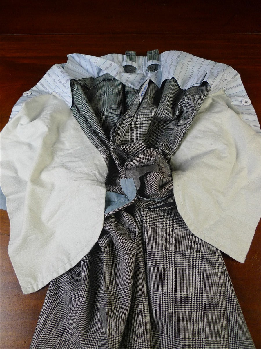 25/0898 immaculate ward & kruger 1990 savile row bespoke grey prince of wales check worsted d/b suit 40 regular to long