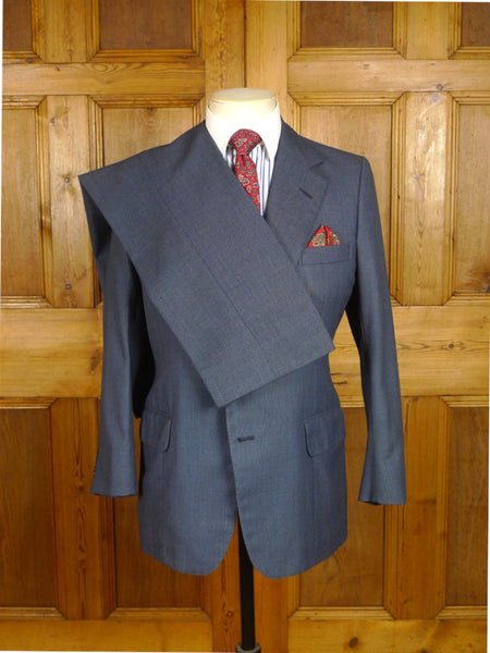 25/0897 henry poole 1994 savile row bespoke blue birds-eye weave worsted suit 38 short