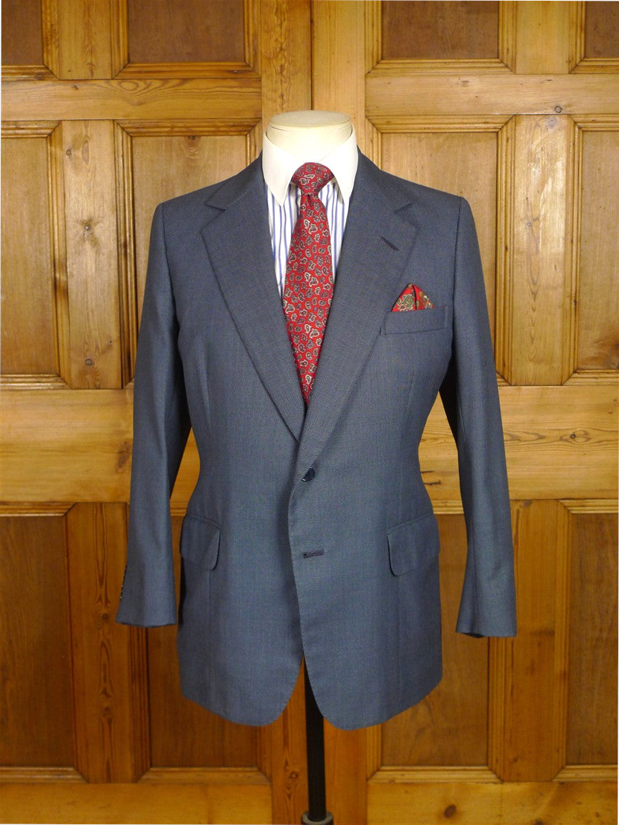 25/0897 henry poole 1994 savile row bespoke blue birds-eye weave worsted suit 38 short
