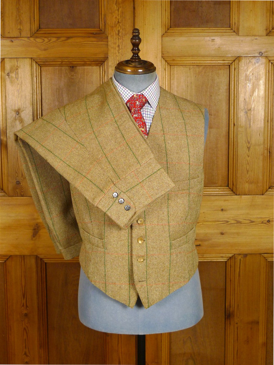 25/0883 immaculate 1991 ward & kruger savile row bespoke green wp check tweed waistcoat & shooting breeks 39-40 long