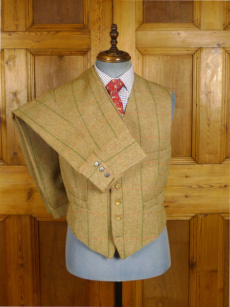 25/0883 immaculate 1991 ward & kruger savile row bespoke green wp check tweed waistcoat & shooting breeks 39-40 long