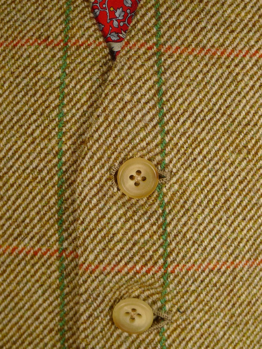 25/0883 immaculate 1991 ward & kruger savile row bespoke green wp check tweed waistcoat & shooting breeks 39-40 long