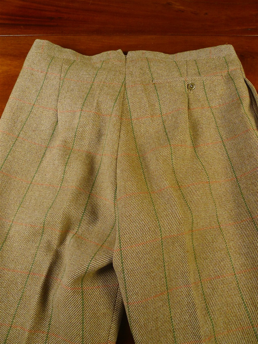 25/0883 immaculate 1991 ward & kruger savile row bespoke green wp check tweed waistcoat & shooting breeks 39-40 long