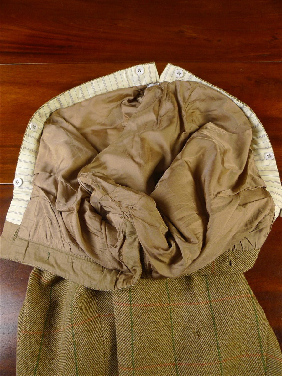 25/0883 immaculate 1991 ward & kruger savile row bespoke green wp check tweed waistcoat & shooting breeks 39-40 long