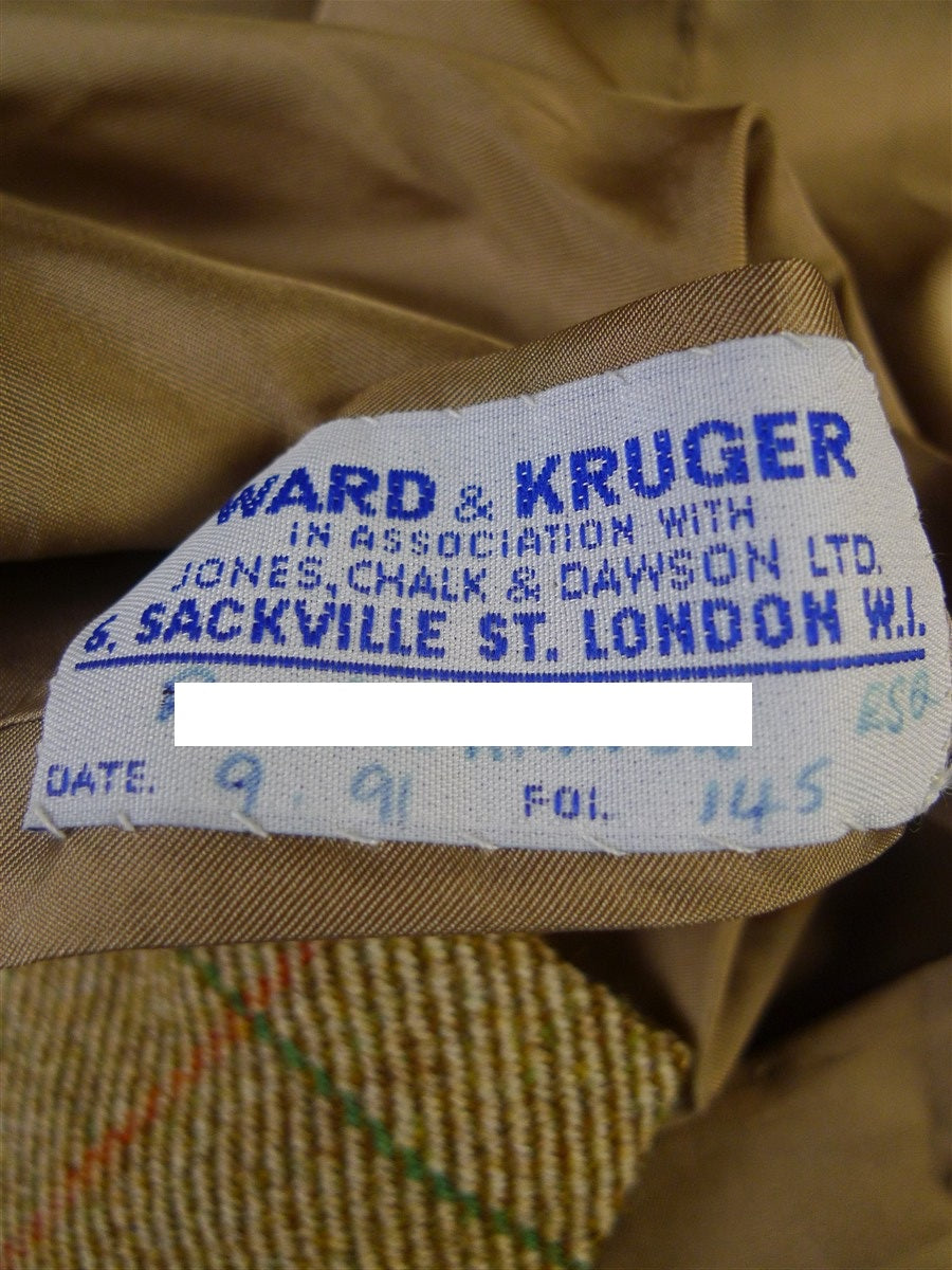 25/0883 immaculate 1991 ward & kruger savile row bespoke green wp check tweed waistcoat & shooting breeks 39-40 long