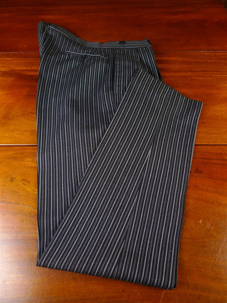 25/0902 vintage 1960 savile row bespoke grey cashmere stripe worsted high-rise morning trouser 30-36