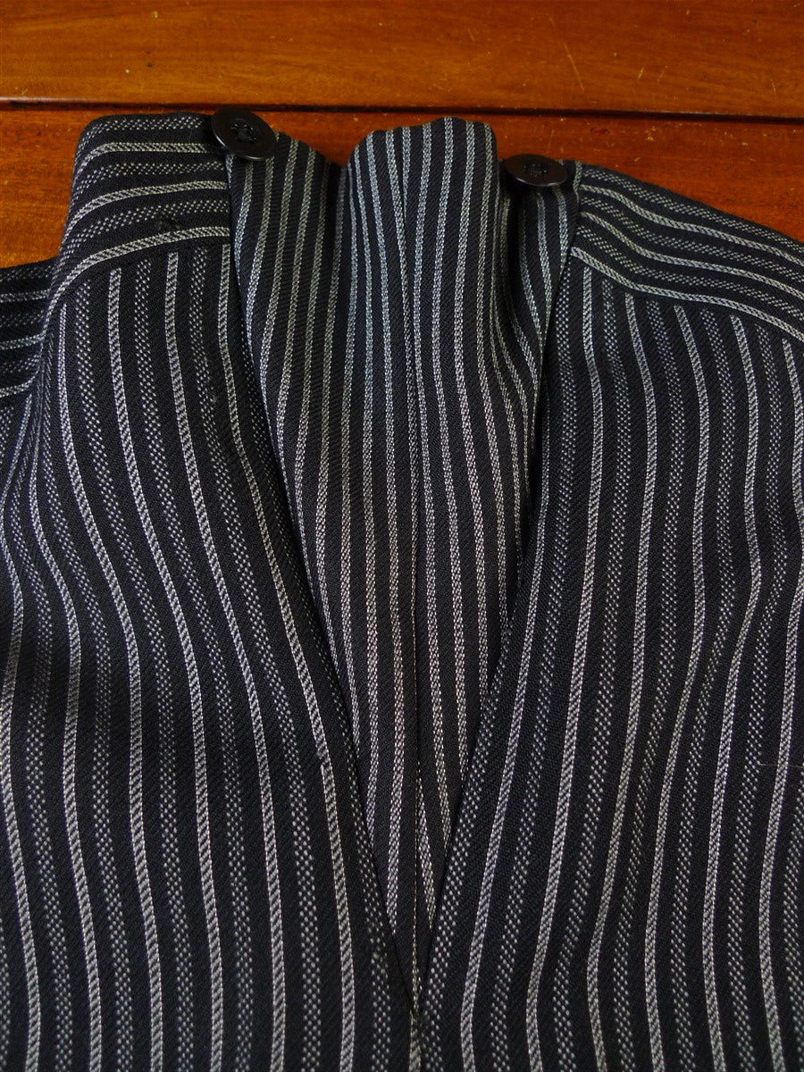 25/0902 vintage 1960 savile row bespoke grey cashmere stripe worsted high-rise morning trouser 30-36