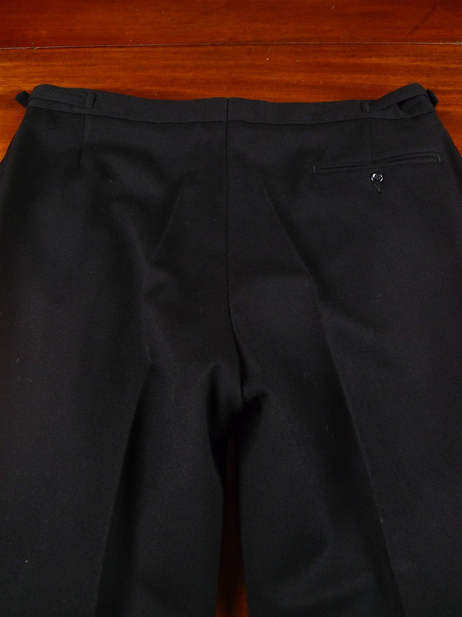 25/0935 immaculate bespoke tailored black barathea wool evening trouser 38