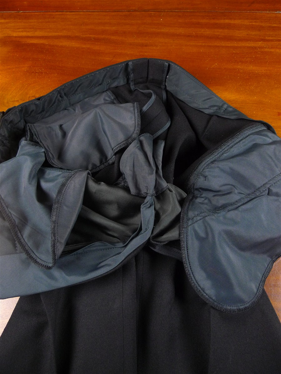 25/0935 immaculate bespoke tailored black barathea wool evening trouser 38