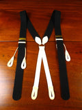 26/0001 vintage albert thurston black boxcloth braces w/ white leather ends multifit