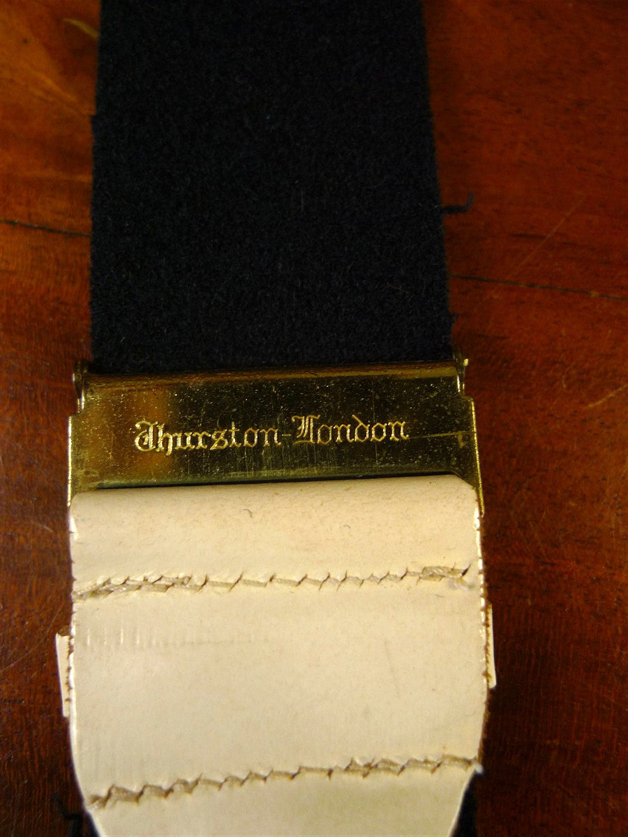 26/0001 vintage albert thurston black boxcloth braces w/ white leather ends multifit